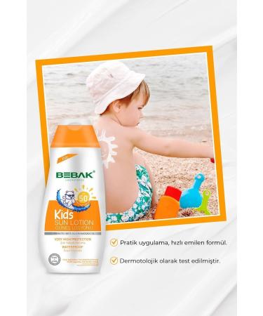 Bebak 50 Spf High Protection Against Uva/UVB Rays Effective Children's Sun Cream 200 ml - Buy Online on GoSupps.com