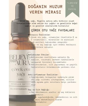 Believe Your Aura Black Cumin Oil - 0 Pure and Natural Skin and Hair Care Oil - Black Cumin Seed Oil - 10 ml - Buy Online on GoSupps.com