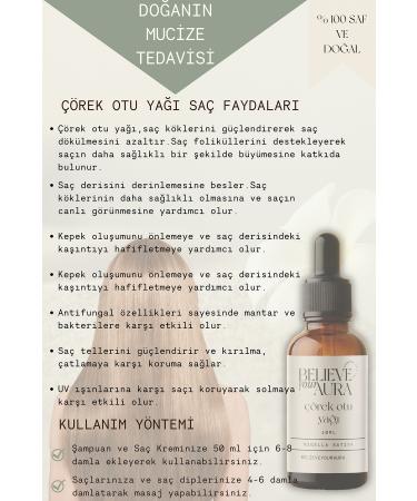 Believe Your Aura Black Cumin Oil - 0 Pure and Natural Skin and Hair Care Oil - Black Cumin Seed Oil - 10 ml - Buy Online on GoSupps.com