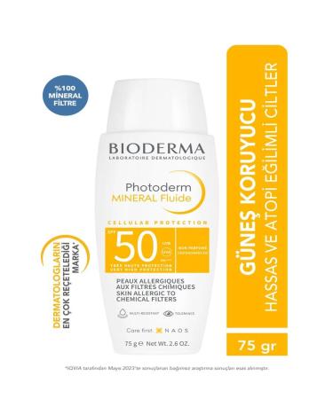Bioderma Photoderm MINERAL Fluid SPF50+Chemical filter allergy sensitive atopy-prone sunscreen