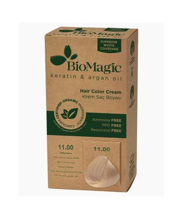 BioMagic Natural Organic Permanent Cream Hair Dye Ivory Blonde No:11.00-60Ml..DERIN-029