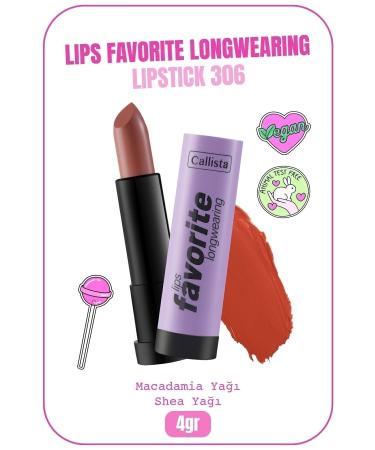 Callista Lips Favorite Longwearing Lipstick Lipstick 306 Here Kitty Kitty - Brown