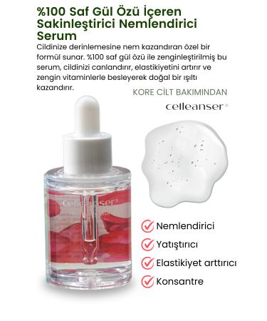 celleanser Moisturizing Revitalizing and Nourishing Face Serum for Dry Skin with Pure Rose Extract