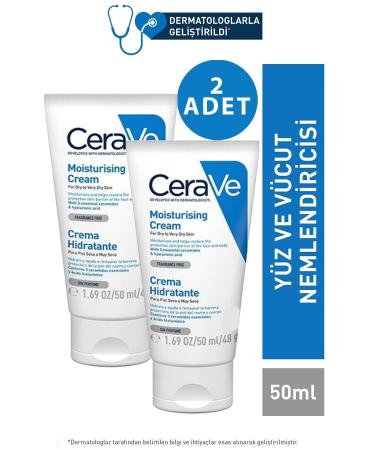 CeraVe Moisturizing Cream Dry and Very Dry Skin 50 ml 2 Pieces