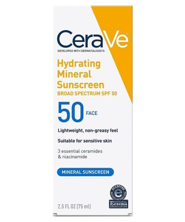 CeraVe Moisturizing Mineral SPF50 Facial Sunscreen Lotion 75 ml - Buy Online on GoSupps.com