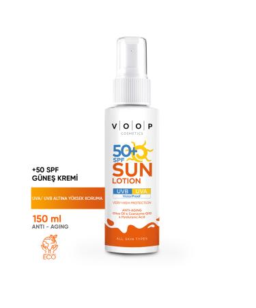 VOOP Body & Face Sun Cream Very High Protection 50 Spf - 150 ml | Coenzyme Q10 And Hyaluronic Acid - Buy Online on GoSupps.com