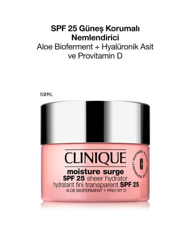 Clinique Sun Protection Moisture Surge SPF 25 Pro-vit D Vitamin & Aloe Bioferment 50 ML