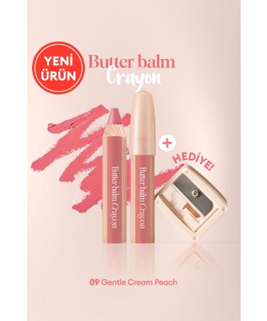 CLIO Creamy Pencil Shaped Tinted Lip Balm & Sharpener CLIO Butter Balm Crayon 009 Gentle Cream Peach