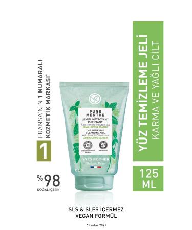 Yves Rocher Pure Menthe Prebiotic Face Wash Gel for Combination and Oily Skin - 125 ml