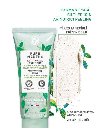 Yves Rocher Pure Menthe Prebiotic Facial Peeling for Combination and Oily Skin - 75 ml - Buy Online on GoSupps.com