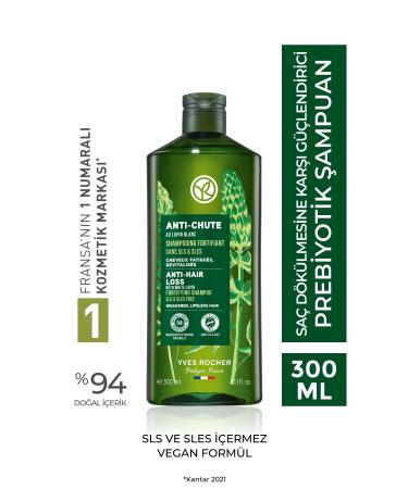 Yves Rocher Anti-Hair Loss (anti-chute) Strengthening Prebiotic Shampoo - Vegan-300 Ml