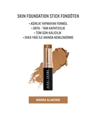 Bobbi Brown Skin Foundation Stick - Portable Moisturizing Stick Foundation 9g - Warm Almond