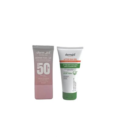 Dermokil Skin Tone Equalizing Sunscreen Face Cream 50 Spf 50 ml Cooling and Relaxing Gel 100 ml