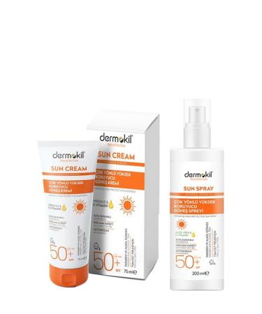 Dermokil Vitamin E High Protection Sun Cream 50 Spf 75ml and Aloe Vera Sun Spray 200ml