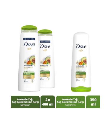 Dove Hair Care Shampoo Avocado Extract Anti-Hair Loss Care 400 Ml X2 + Hair Care Conditioner 350 Ml