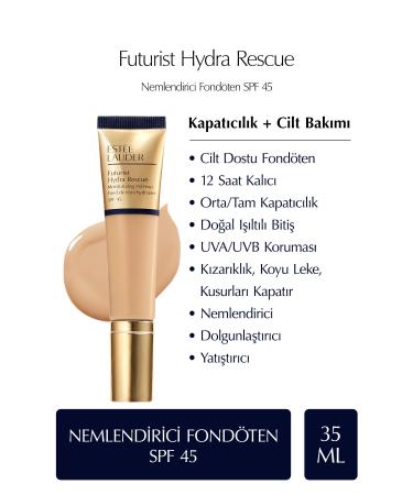 Estee Lauder FUTURIST HYDRA RESCUE SPF 45 MOISTURIZING FOUNDATION 35ML - COLOR: 3W1 TAWNY KEYON1380