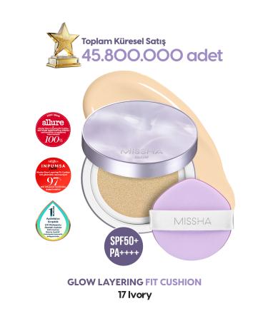 Missha Intensive Concealer Moist and Shiny Finish Cushion Glow Layering Fit Cushion No.17 Ivory SPF50+/PA++++