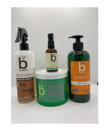 Biorganic Special Effective 4-Piece Combination Set for Dry Hair * Shampoo 500ml * Mask 500ml * Serum 50ml * Care Milk 400ml