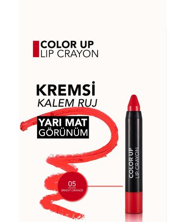 Flormar Saten Biti li Kalem Ruj - Color Up Lip Crayon - 005 Bright Orange- 8690604503322 - Buy Online on GoSupps.com