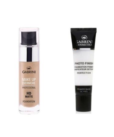 Gabrini Matte Foundation - Professional Hd Matte Foundation 01 + Make-up Base - Foto Finish Primer Base