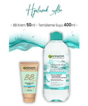 Garnier Micellar Cleansing Water Hyaluronic Aloe 400 ml and Bb Cream Light Tone 50 ml
