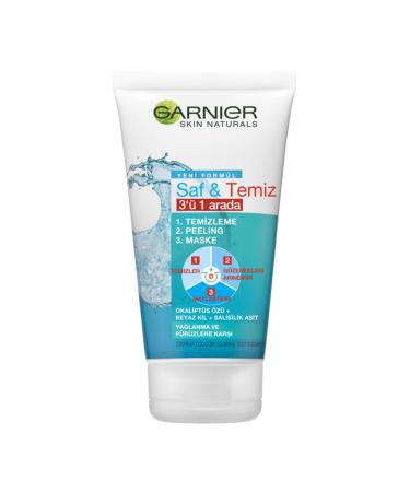 Garnier Skin Naturals Pure And Clean 3 in 1 Cleansing + Peeling + Mask 150 Ml