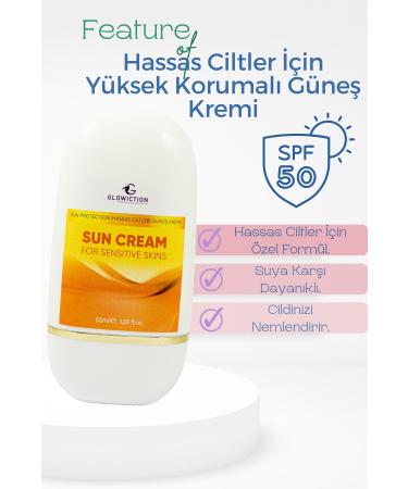 GLOWICTION Sun Essential Mineral Spf50 Face Sun Cream with 0 Mineral Filter for Very Sensitive Skin 50 ml
