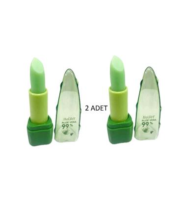 HaLVeY 2 Pieces Aloe Vera Lip Care Moisturizing Magic Lipstick 2 Pieces