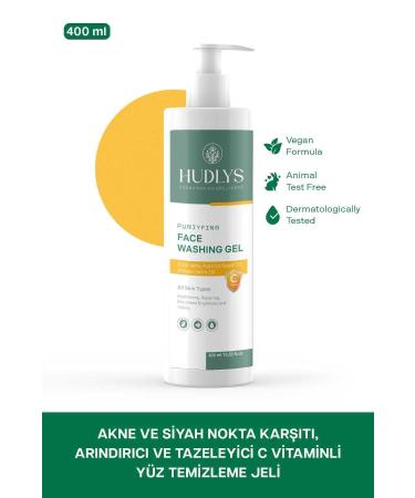 Hudlys Anti-Acne and Blackhead Purifying and Refreshing Vitamin C Facial Cleansing Gel 400 ml