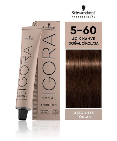 Igora Royal Absolutes Shades 5-60 Light Brown Natural Chocolate Hair Dye 60ml