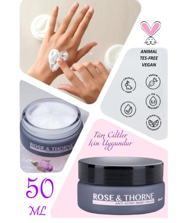 ROSE & THORNE Hand Skin Care Cream Anti-Aging 50 Ml Moisturizing Argan Oil Hyaluronic Acid Collagen