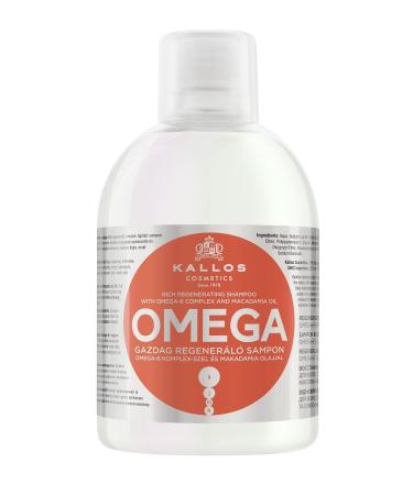 Kallos Cosmetics Omega 1000ml Repair Shampoo with Omega-6 Complex and Macadamia Oil for Lifeless and Damaged Hair