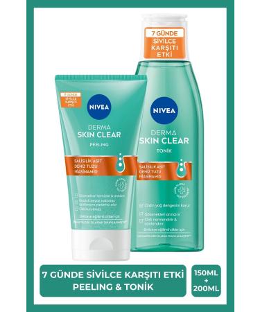 NIVEA Derma Skin Clear Anti-Acne Facial Cleanser Peeling 150ml Derma Skin Moisturizing Toner 200ml