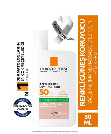 La Roche Posay Anthelios Oil Control Fluid SPF+50 Fluid Tinted Face Sun Cream for Oily Skin PinkestCosmetic