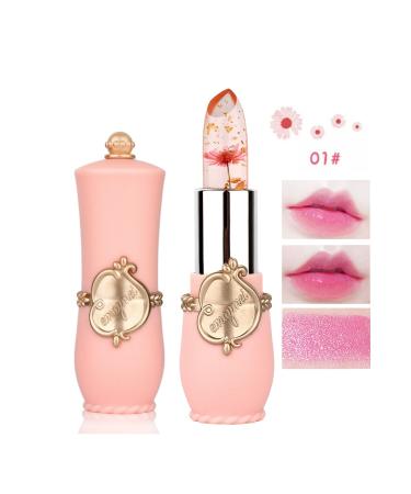 Lesvip's Emaymei Jelly Moisturizing Transparent Flower Lipstick Long Lasting Lip Gloss Lipstick No:1