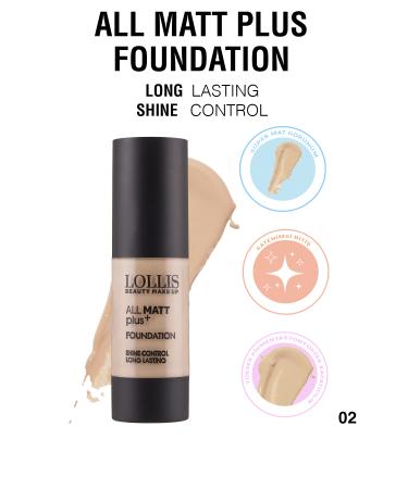 Lollis All Mat Plus Foundation 02 / All Mat Plus Foundation Color No: 02 Light Medium Tone