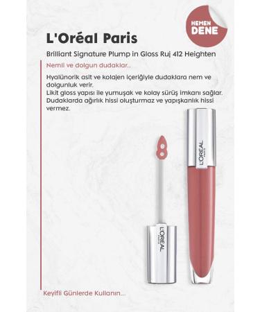 L'Oreal Paris Brilliant Signature Plump in Gloss Lipstick 412 Heighten - Buy Online on GoSupps.com