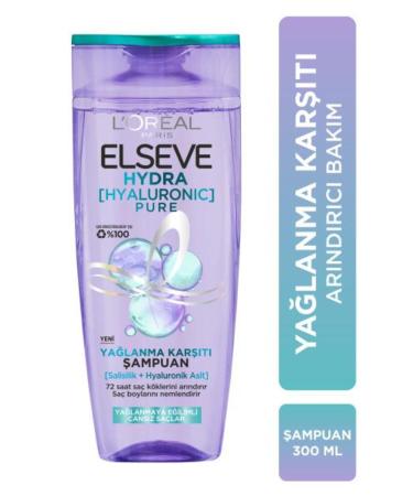 L'Oreal Paris L'Or al Paris Elseve Hydra Hyaluronic Pure Anti-Oily Purifying Shampoo with Salicylic Acid
