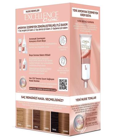L'Oreal Paris Excellence Creme Nude Colors Hair Dye 8u Nude Dark Blonde - Buy Online on GoSupps.com