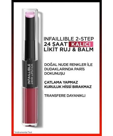 L'Oreal Paris L'or al Paris Infaillible 2-step 24 Hour Liquid Lipstick & Balm - 302 Rose Eternite - Buy Online on GoSupps.com