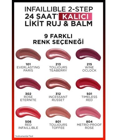 L'Oreal Paris L'or al Paris Infaillible 2-step 24 Hour Liquid Lipstick & Balm - 302 Rose Eternite - Buy Online on GoSupps.com