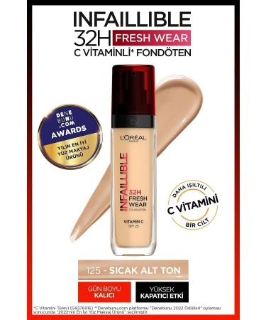 L'Oreal Paris L'Or al Paris Infaillible 32H Fresh Wear Vitamin C Foundation - 125 Natural Beige Concealer
