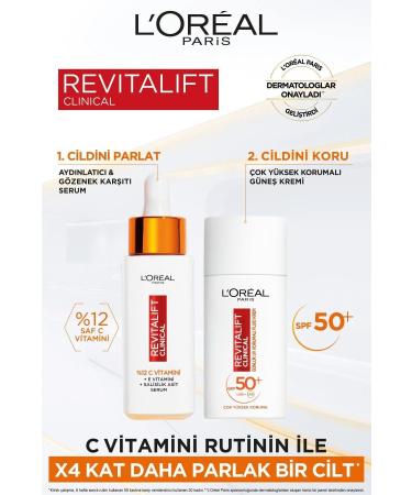L'Oreal Paris Revitalift Clinical Spf 50 ML + Vitamin C Brightening Serum 30ml - Buy Online on GoSupps.com