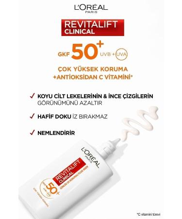 L'Oreal Paris Revitalift Clinical Spf 50+ Daily High UV Protection Face Sun Cream 50ml - Buy Online on GoSupps.com