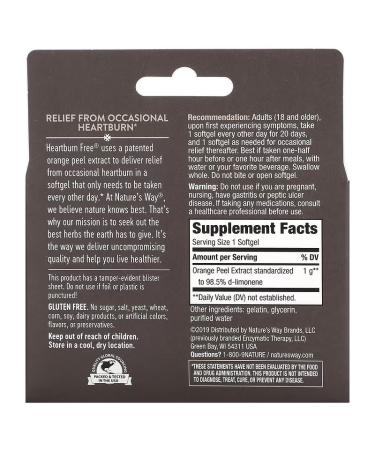 Nature's Way Heartburn Free 1000mg - 10 Softgels for Quick Relief - Buy Online on GoSupps.com