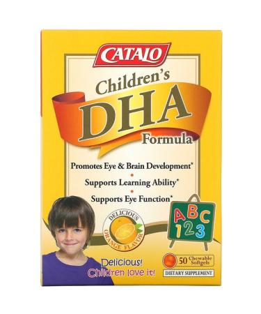 Catalo Naturals Children's DHA Formula Orange Flavor 50 Chewable Softgels