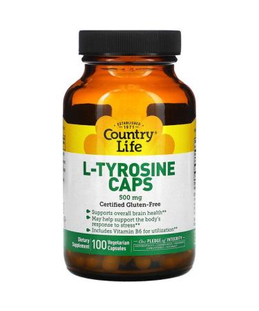 Country Life L-Tyrosine Caps 500 mg 100 Vegetarian Capsules