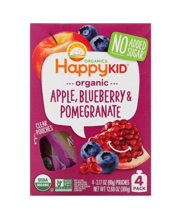 Happy Family Organics Happy Kid Organic Apple Blueberry & Pomegranate 4 Pouches 3.17 oz (90 g) Each
