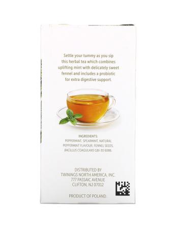 Twinings Probiotics Herbal Tea - Caffeine-Free Peppermint & Fennel, 18 Tea Bags | 1.27 oz - Buy Online on GoSupps.com