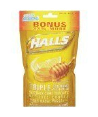 Halls Cough Drops - Honey Lemon - 40 Drops Per Package - Pack of 6